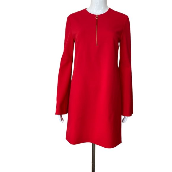 TIBI Long-Sleeve Structured RedCrepe Zip Dress from Bergdorf Goodman NWOT… - Picture 2 of 7